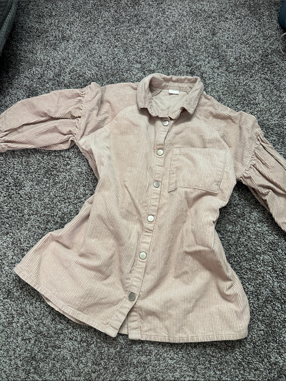 next Girls Light Blush Pink Corduroy Button-Up Shirt